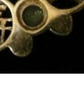 Vintage Sterling 10k Gold Green Jade Marcasite Signed Circle Brooch Pin