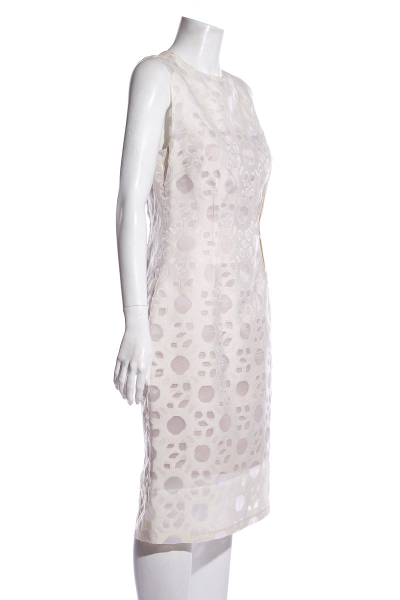 Lela Rose Ivory Mesh Inset Dress SZ 6