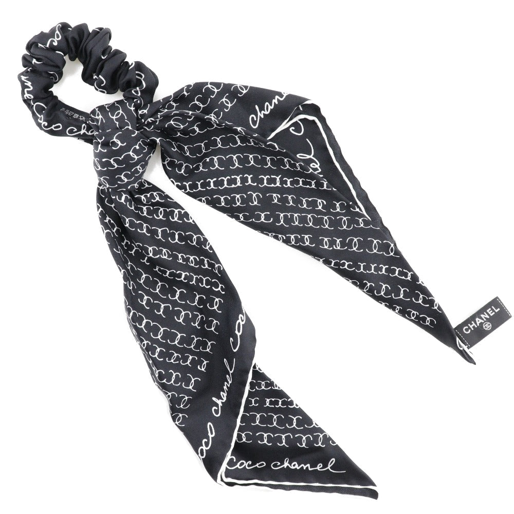 ?Suale  OFF?Chanel CHANEL Ribbons And Other Accessories Coco Logo Silk  Black/White Ribbon Scrunchie  ??A Ranked Ladies