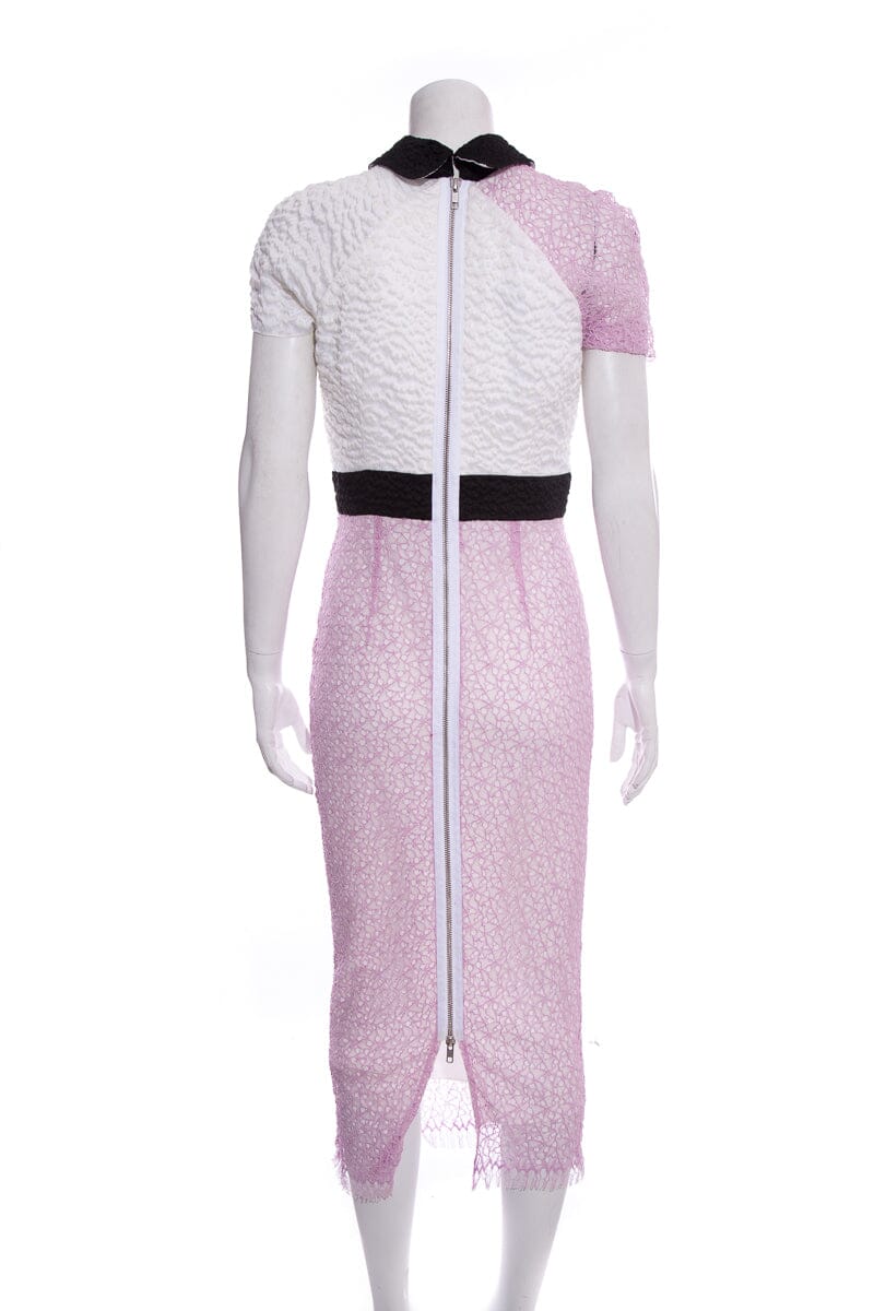 Alex Perry White & Purple Lace Color Block Dress SZ 10