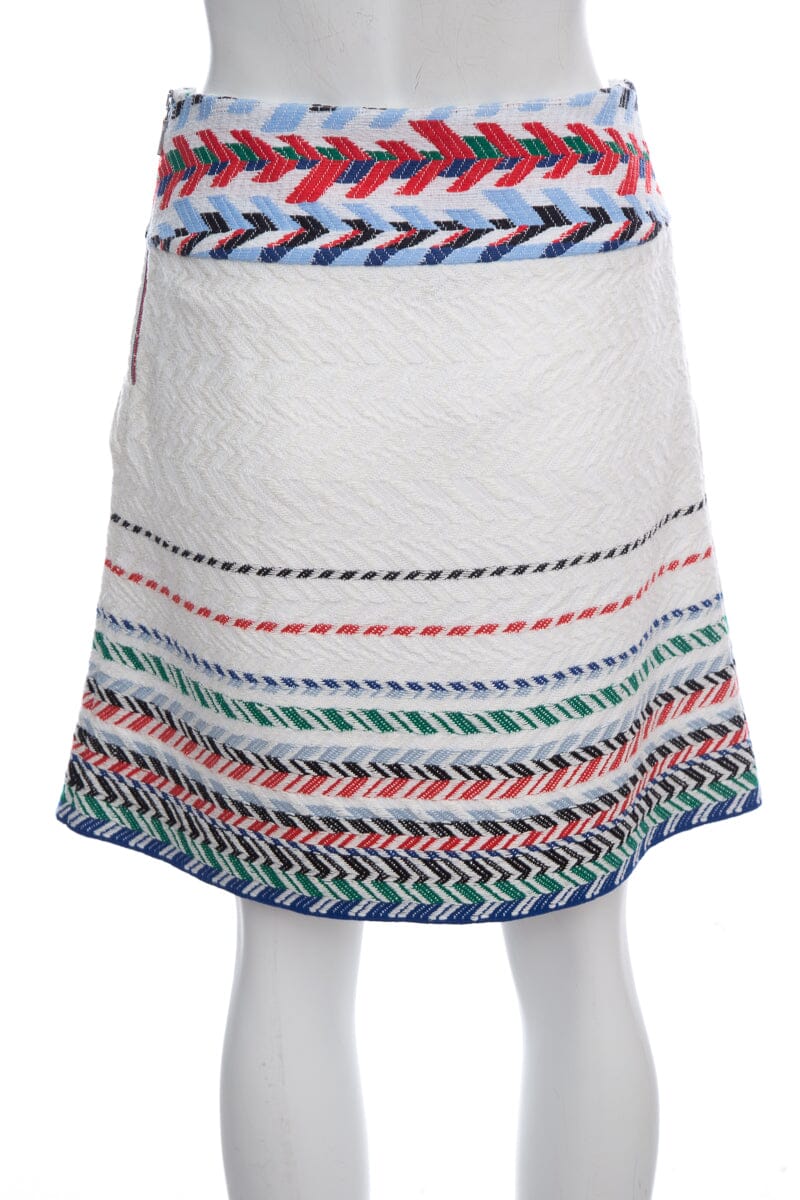 Chanel White Knit Chevron Detail Skirt  SZ 38