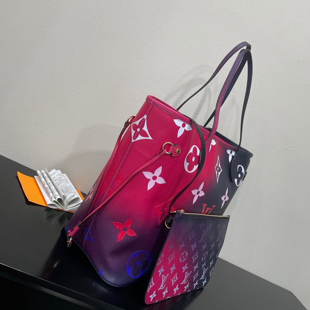 LV Neverfull MM Tote Bag Monogram Canvas Midnight Fuchsia For Womtlm,  Shoulder Bags 12.2in/31cm LV M20511