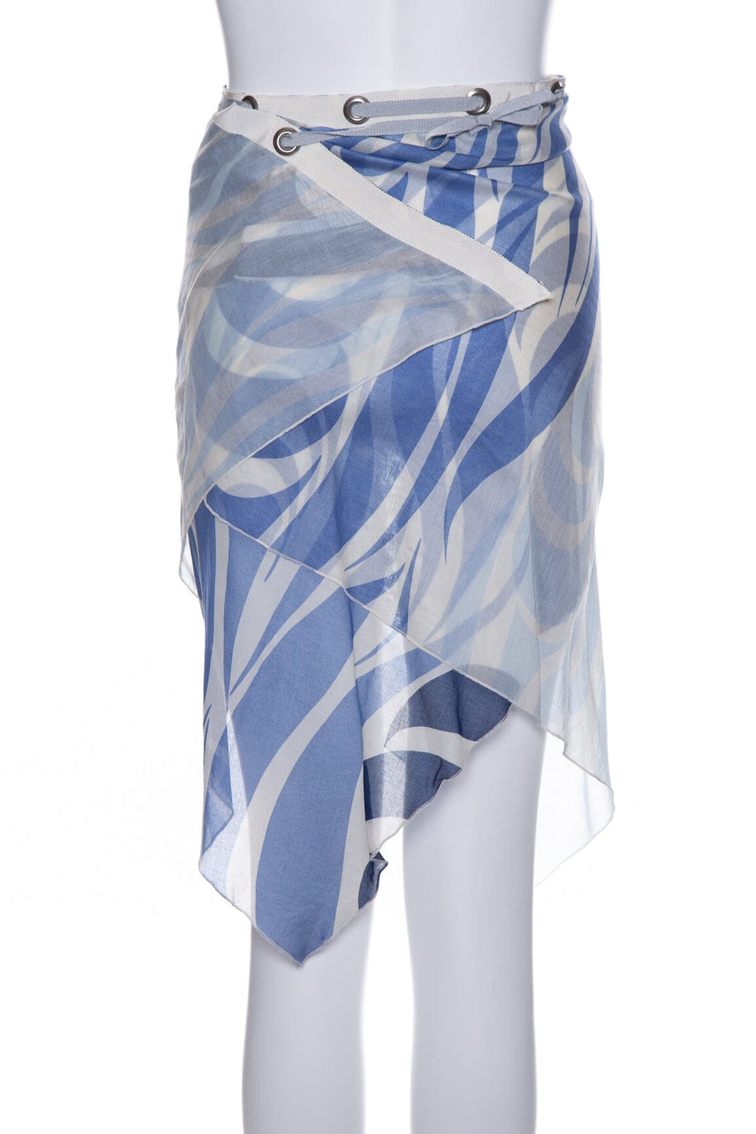 Prada Blue Cotton Printed Wrap Cover Up Skirt