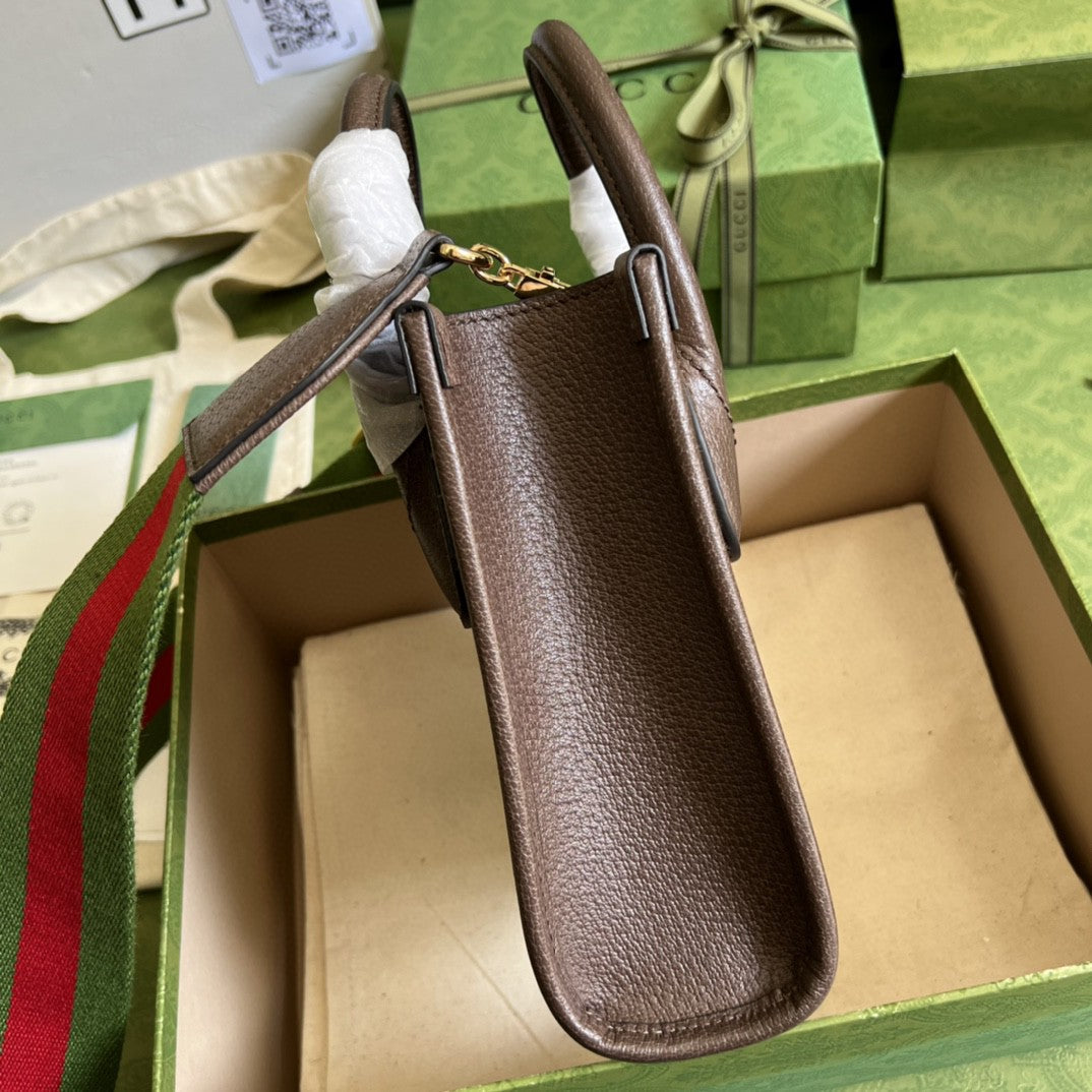 gg Jumbo gg Mini Tote Bag Camel And Ebony Jumbo Canvas For Womtlm  8in/20cm 699406 UKMDG 2570