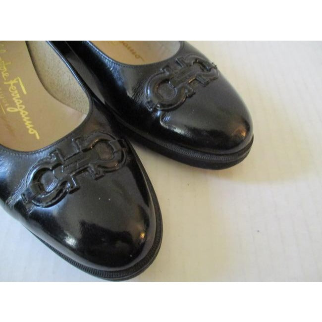 Salvatore Ferragamo Black Patent Leather Flats Size Us