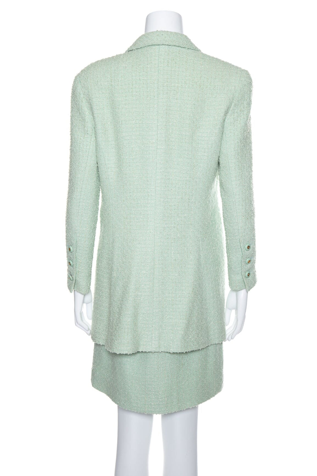 Chanel Mint Tweed Jacket and Skirt Set SZ 42