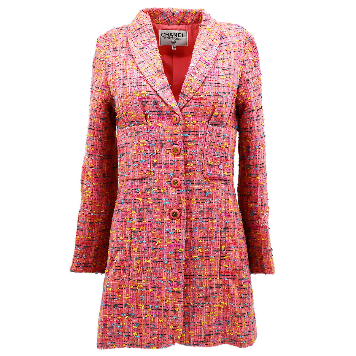 Chanel single breasted tweed boucle jacket #38