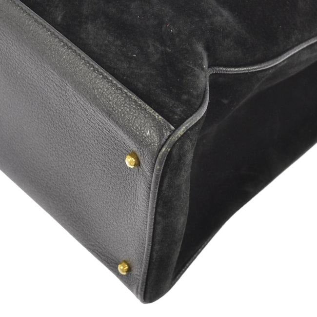 Gucci black suede and leather, two-way Diana XL tote or satchel with two bamboo handles