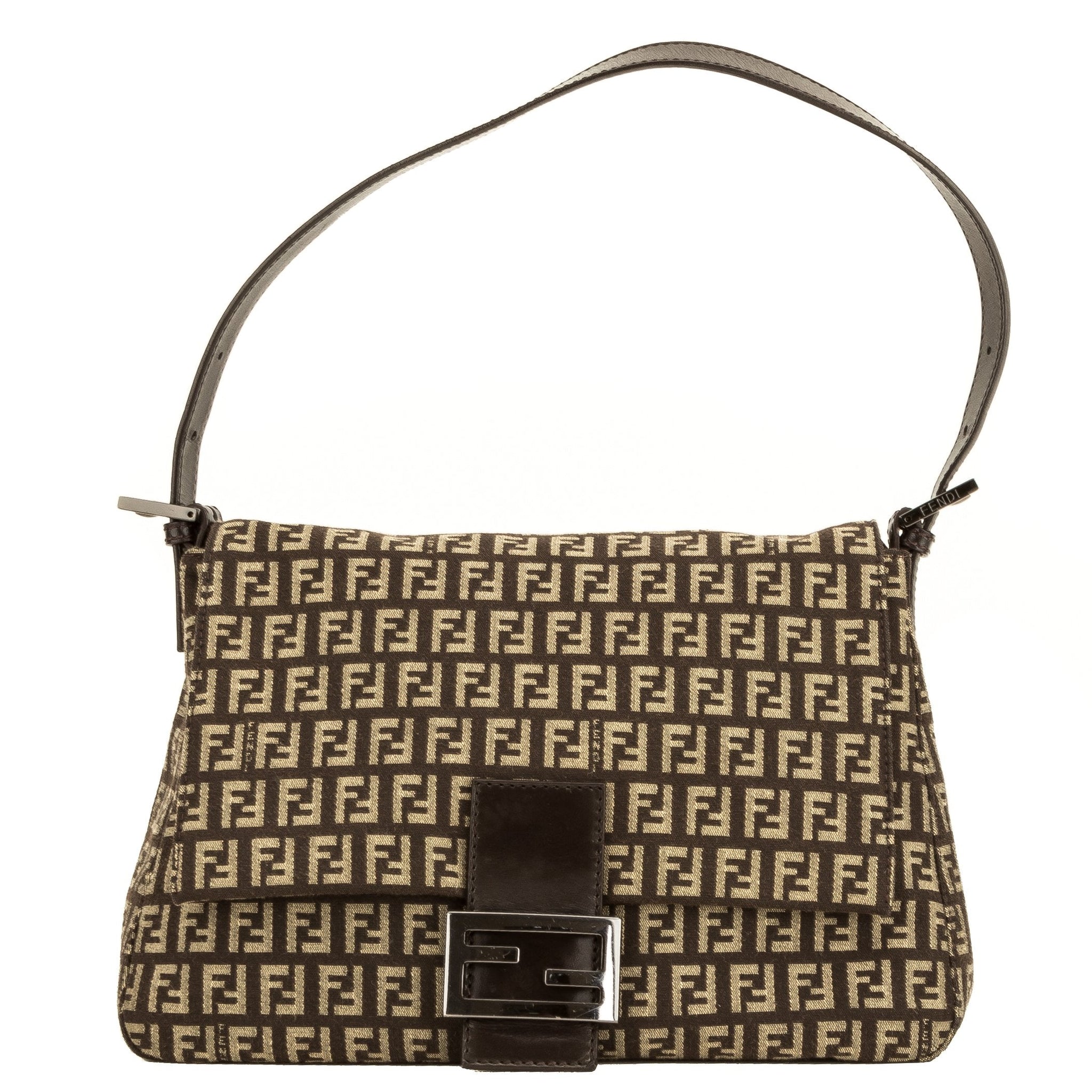 Fendi Zucchino Brown Leather Shoulder Bag (4089007)