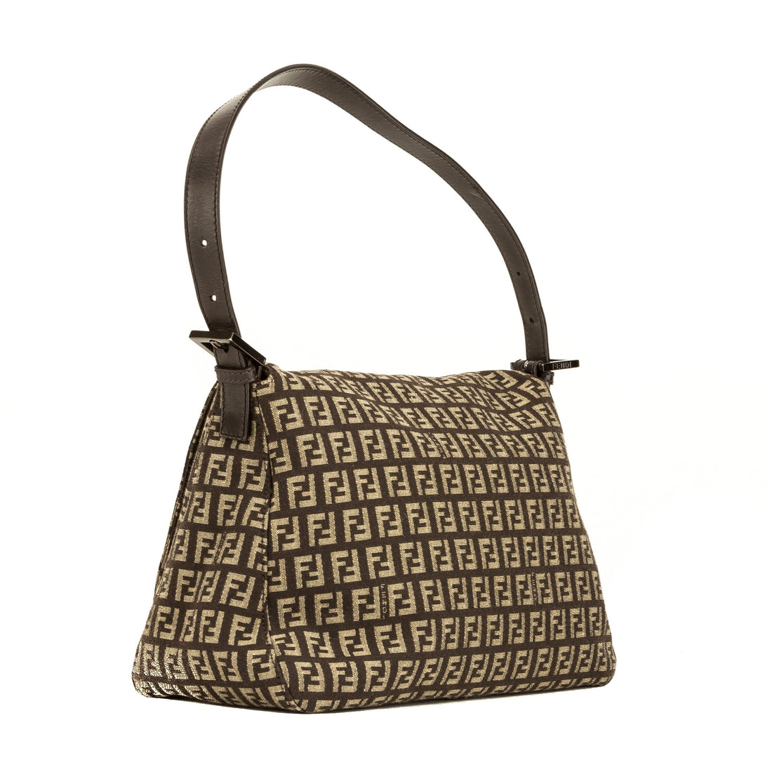 Fendi Zucchino Brown Leather Shoulder Bag (4089007)