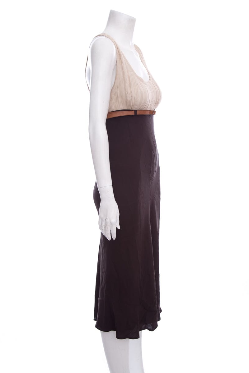 Hermès Brown Silk Dress SZ 38