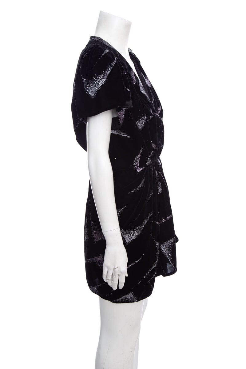 IRO Black Velvet Shimmer Mini Dress SZ 36