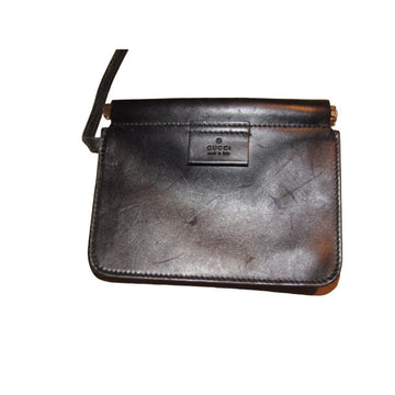 Gucci white & black leather XL hobo w a black braided strap