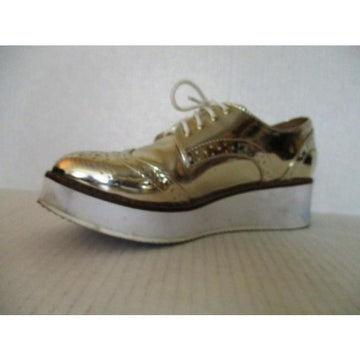 Aldo Gold Metallic Oxford Lace Up Flats Sneakers Size Us