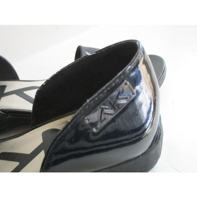 Anne Klein Black D Orsay Elasticized Glitter Vamp Patent Slip On Flats Pumps Size Us