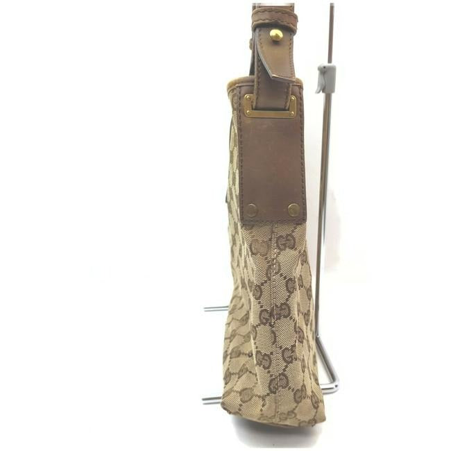 SOLD- Gucci Shoulder Bardot Guccissima Brown G Print Gold Leather And Canvas Hobo Bag