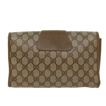 GUCCI GG Canvas Web Sherry Line Clutch Bag PVC Leather Beige Green  43092