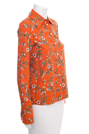 Tory Burch Orange Floral Button Down Shirt SZ 00 NWT
