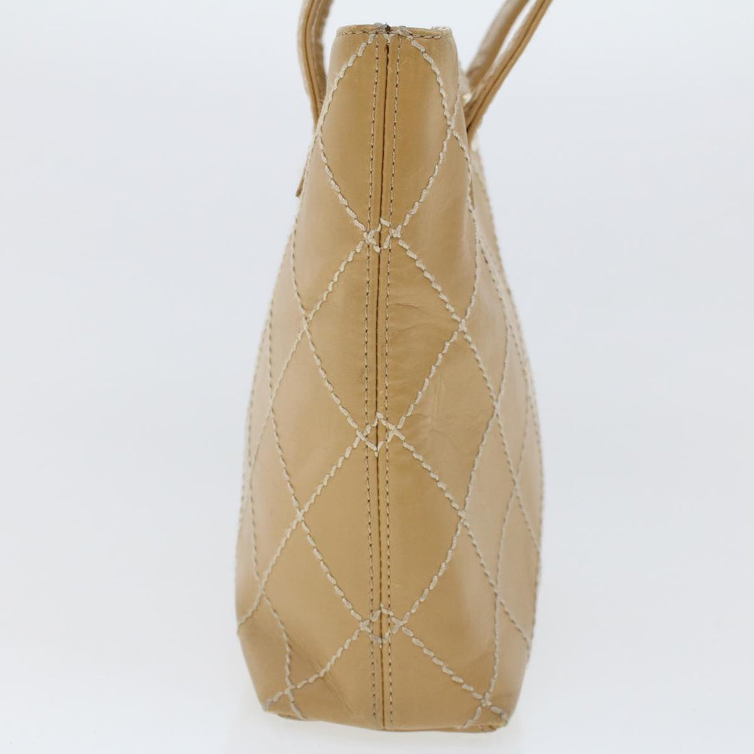 Chanel Matelasse Wild Stitch Tote Bag Leather Beige CC  43310