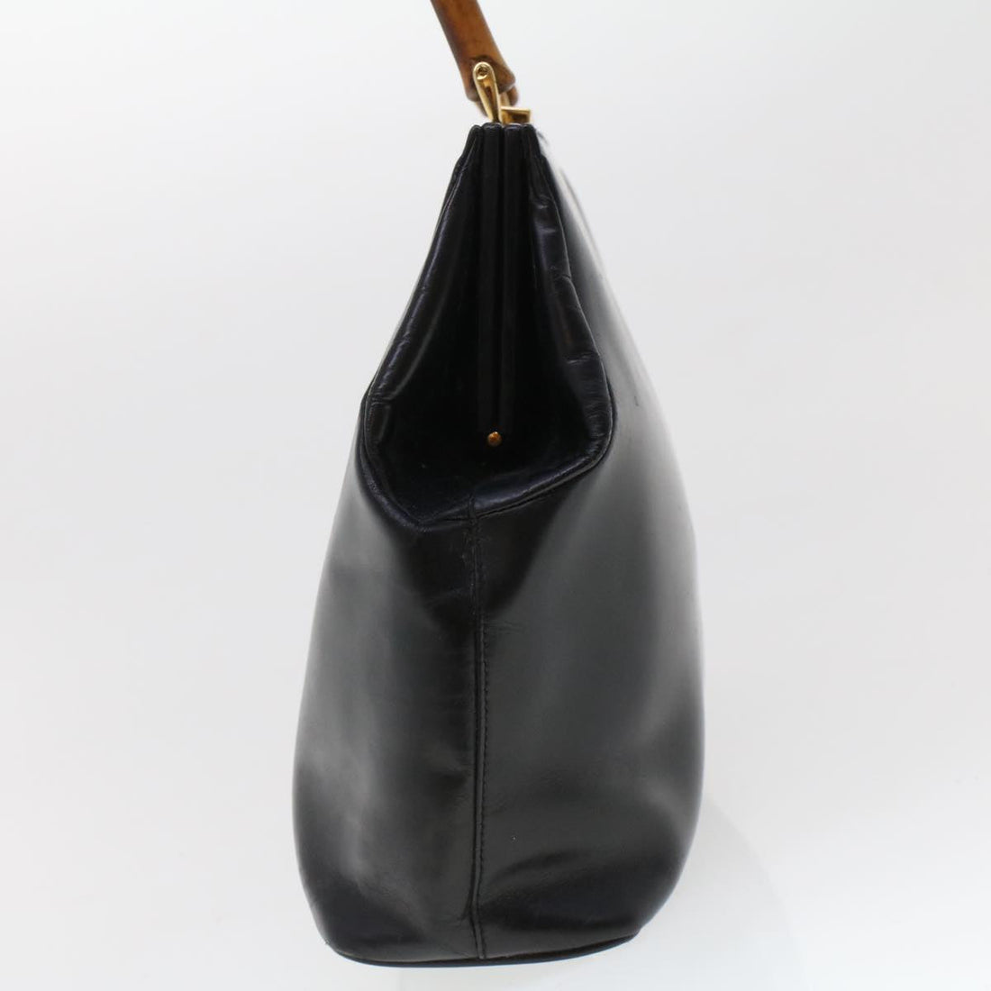 GUCCI Bamboo Gamaguchi Hand Bag Leather Black 000.781.0295  43320