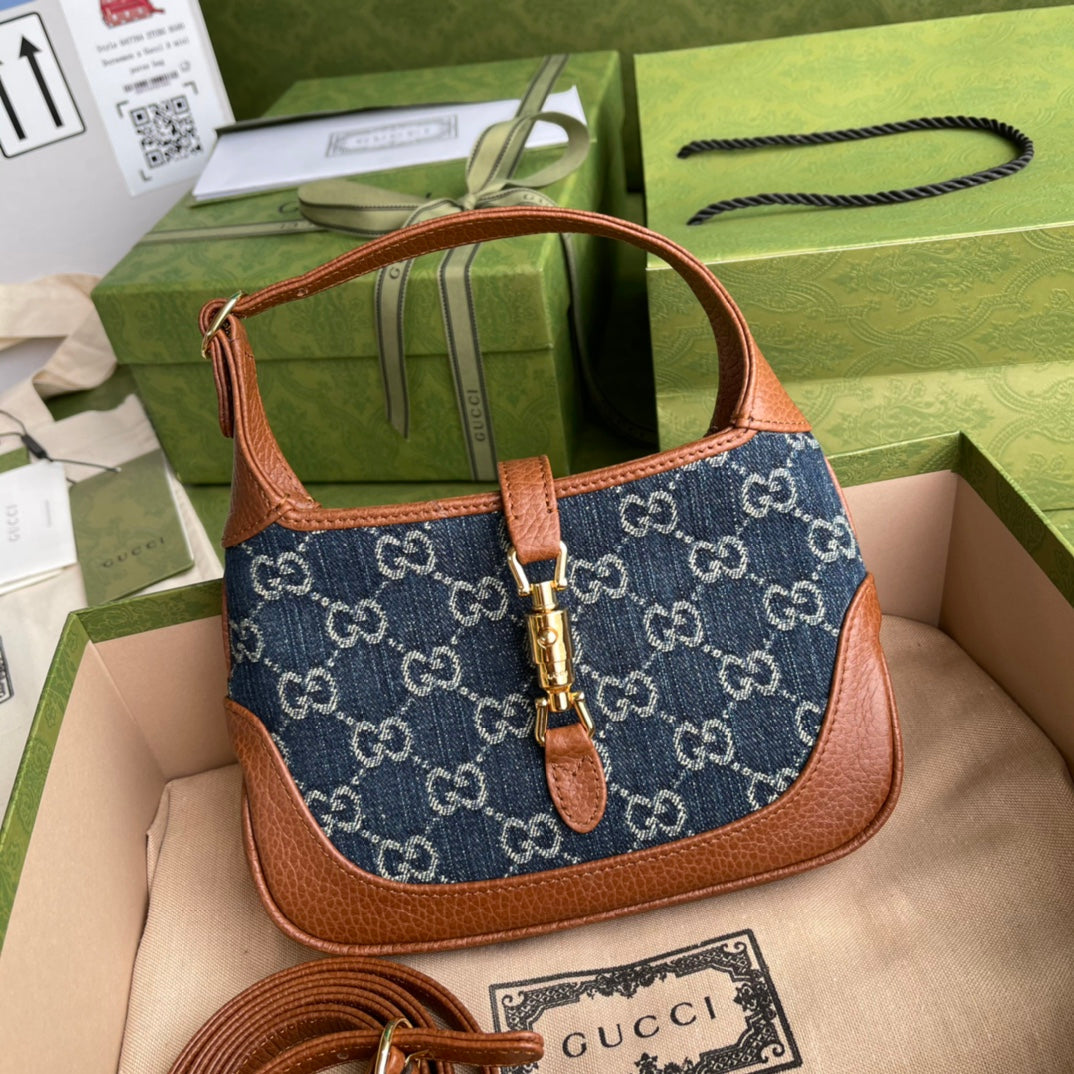gg Jackie 1961 Mini Shoulder Bag Blue And Ivory gg Jacquard Dtlmim For Womtlm 7.5in/19cm gg ?637092 2KQgg 8375