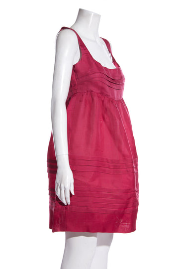 Miu Miu Raspberry Pleated Dress SZ 42