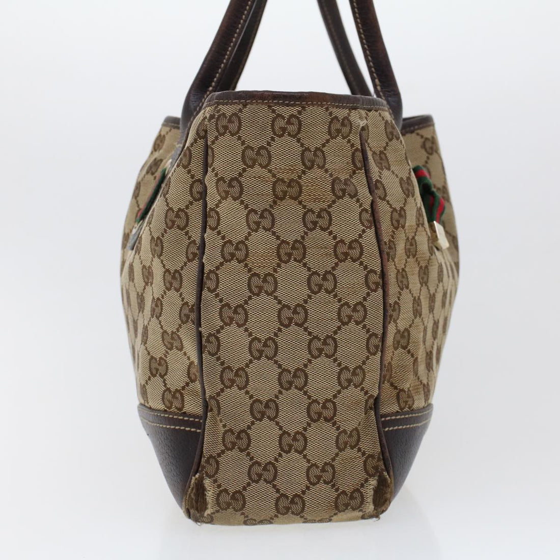 GUCCI GG Canvas Web Sherry Line Shoulder Bag Beige Red Green 163805  43883