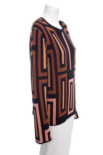 Johanna Ortiz Black & Brown Bell Sleeve Sweater SZ XL