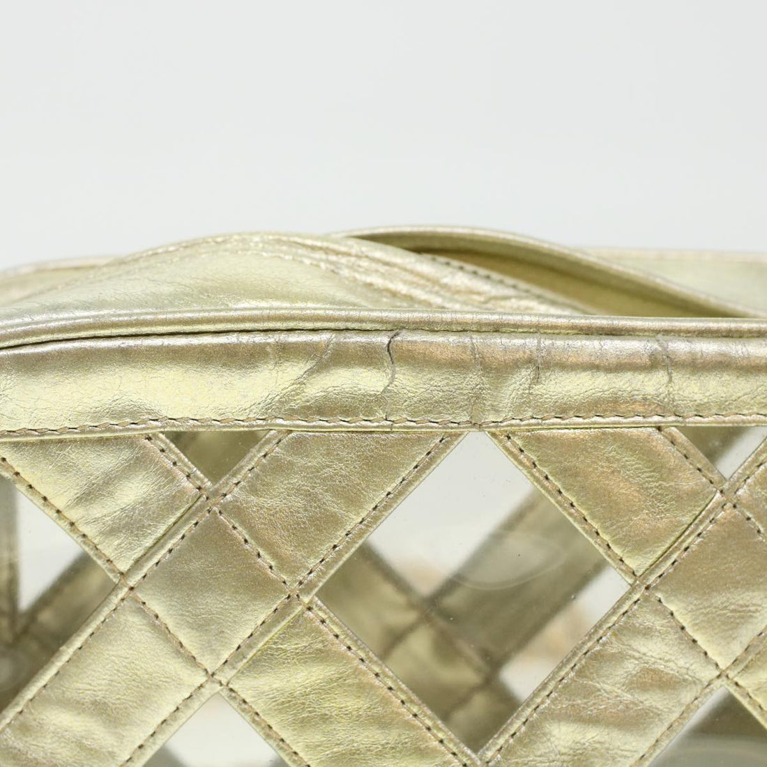 Chanel Fringe Chain Shoulder Bag Lamb Skin Gold CC Auth 44673