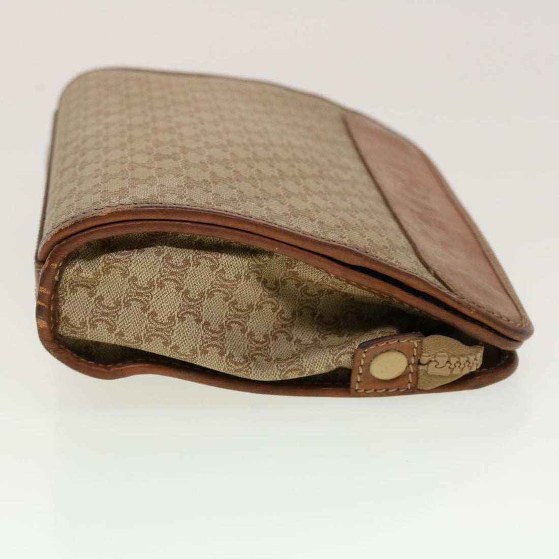 Celine Macadam Canvas Clutch Bag PVC Leather Beige  45077