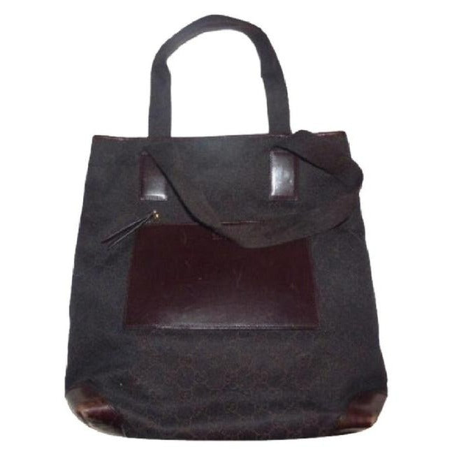 Gucci Webby Vintage Brown Leather And Gg Leather Tote