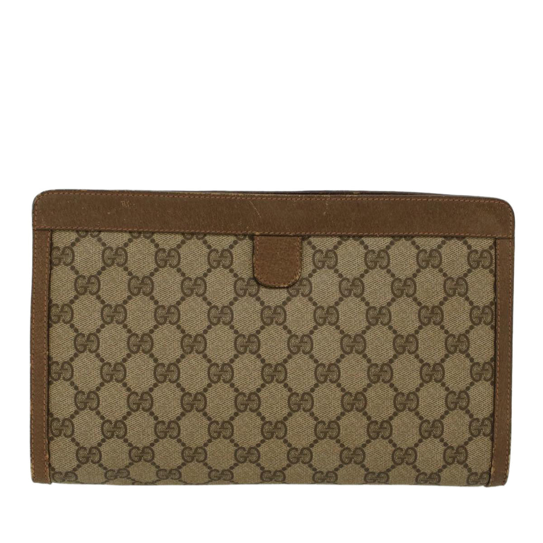 GUCCI GG Canvas Web Sherry Line Clutch Bag PVC Leather Beige Red  45600