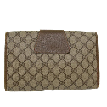 GUCCI GG Canvas Web Sherry Line Clutch Bag PVC Leather Beige Red  45602