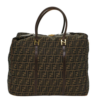 FENDI Zucca Canvas Boston Bag Nylon 2way Brown Black  45632