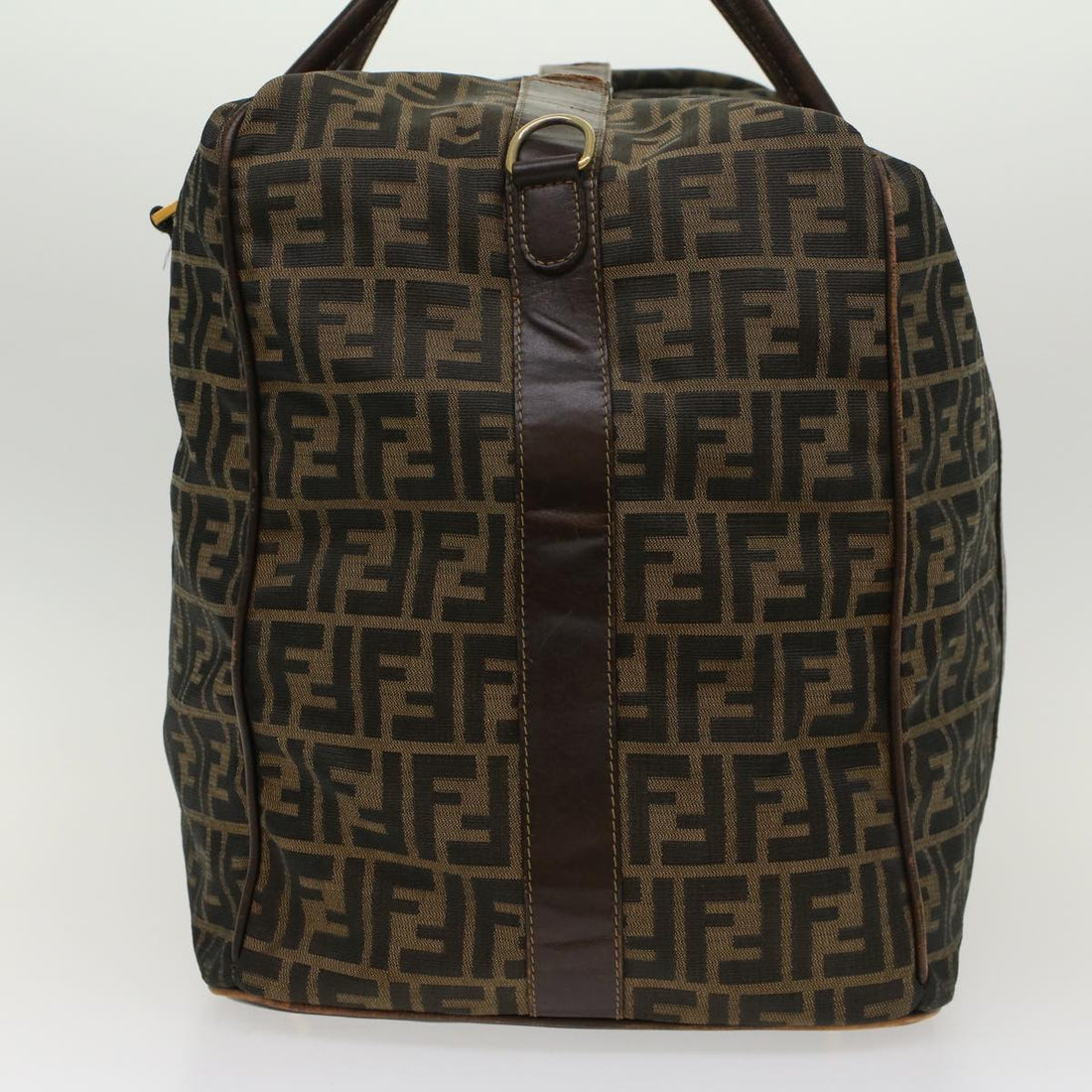 FENDI Zucca Canvas Boston Bag Nylon 2way Brown Black  45632