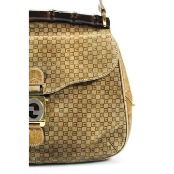 Gucci Jackie Micro Square Guccissima Print Suede Bamboo Top Handle Brown Shoulder Bag