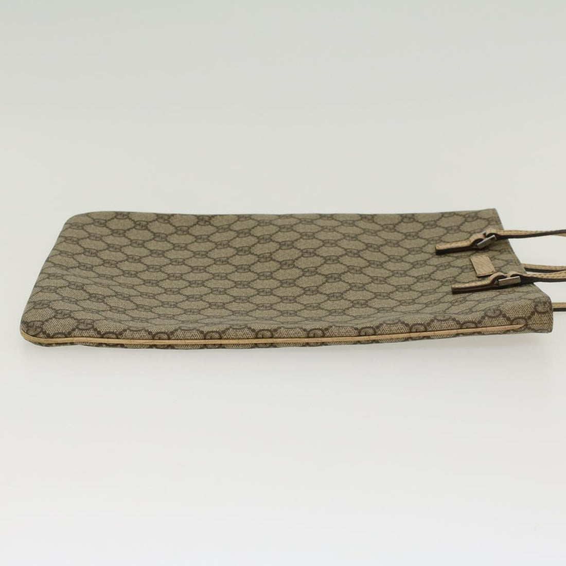 GUCCI GG Canvas Hand Bag PVC Leather Beige 117551  45849