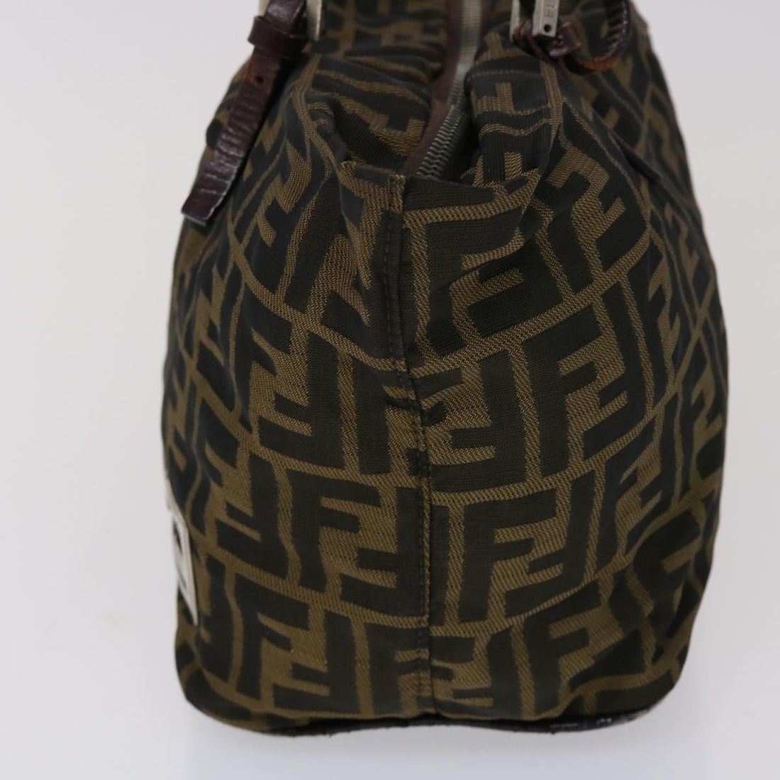 FENDI Zucca Canvas Hand Bag Nylon Brown Black  45877