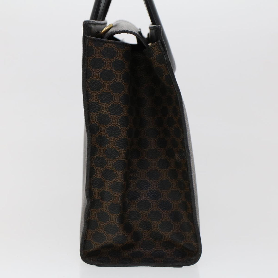 Celine Macadam Canvas Hand Bag PVC Leather Black  45906