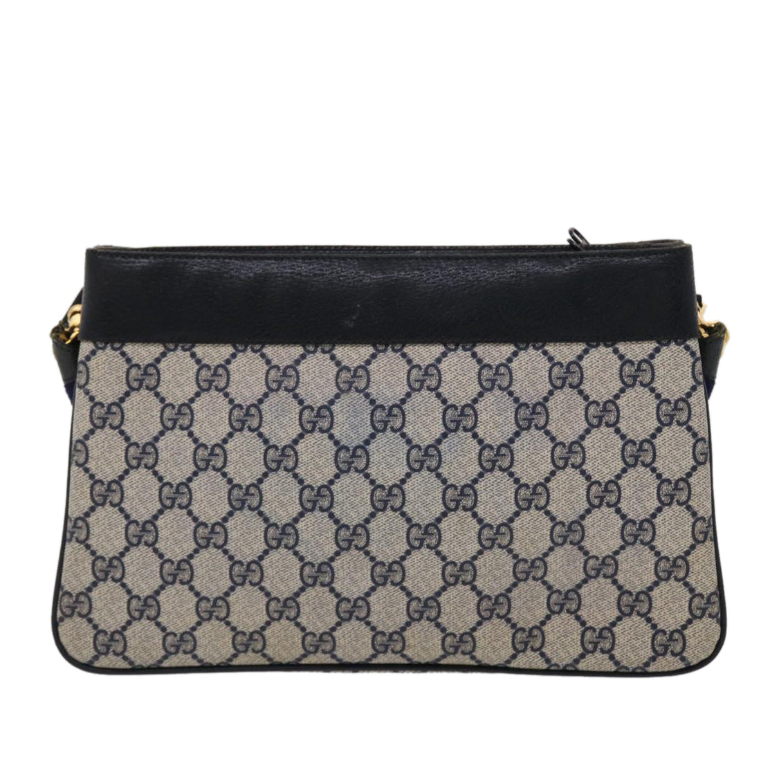 GUCCI GG Canvas Sherry Line Shoulder Bag Gray Red Navy 904.02.035... Auth 45948