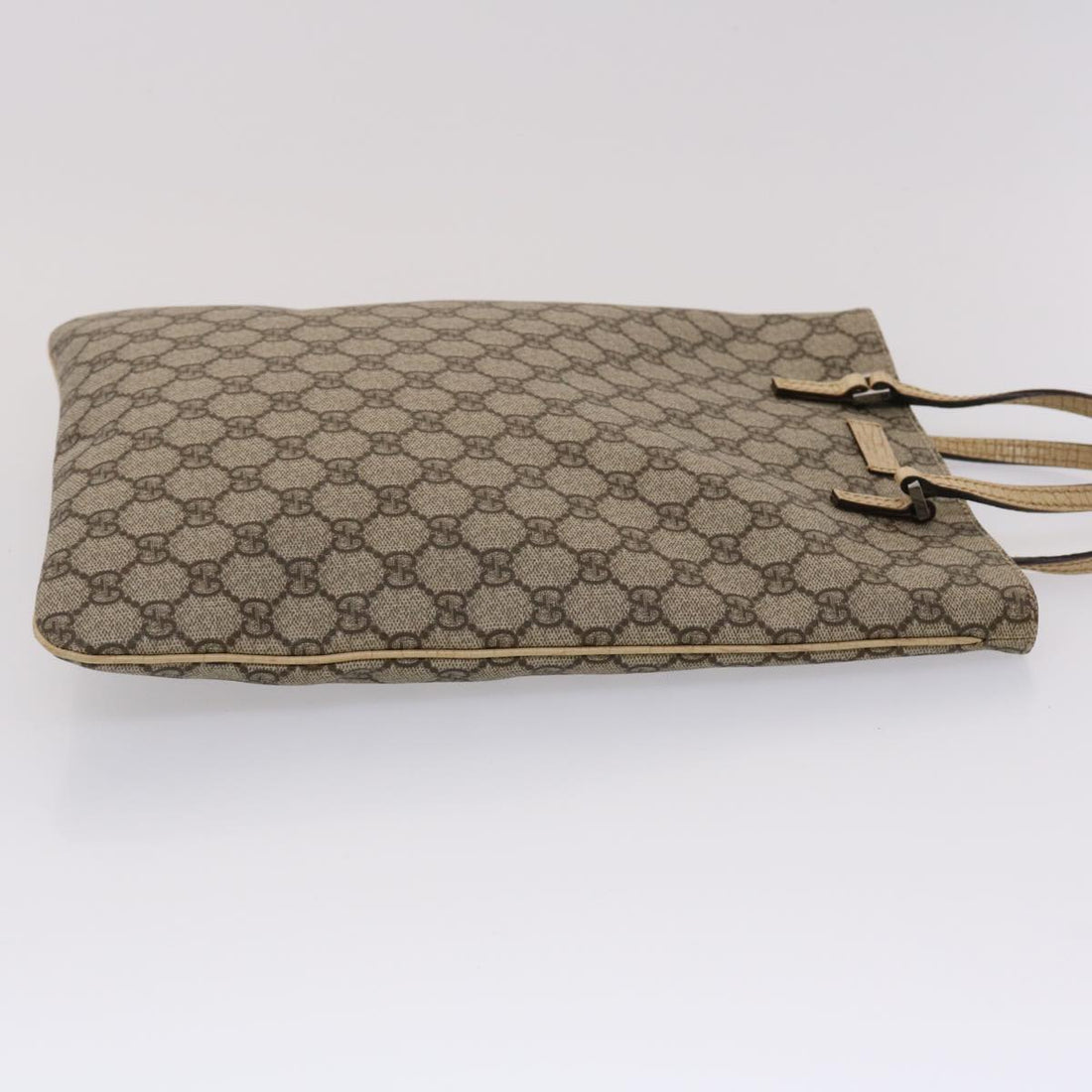 GUCCI GG Canvas Hand Bag PVC Leather Beige 117551  45968