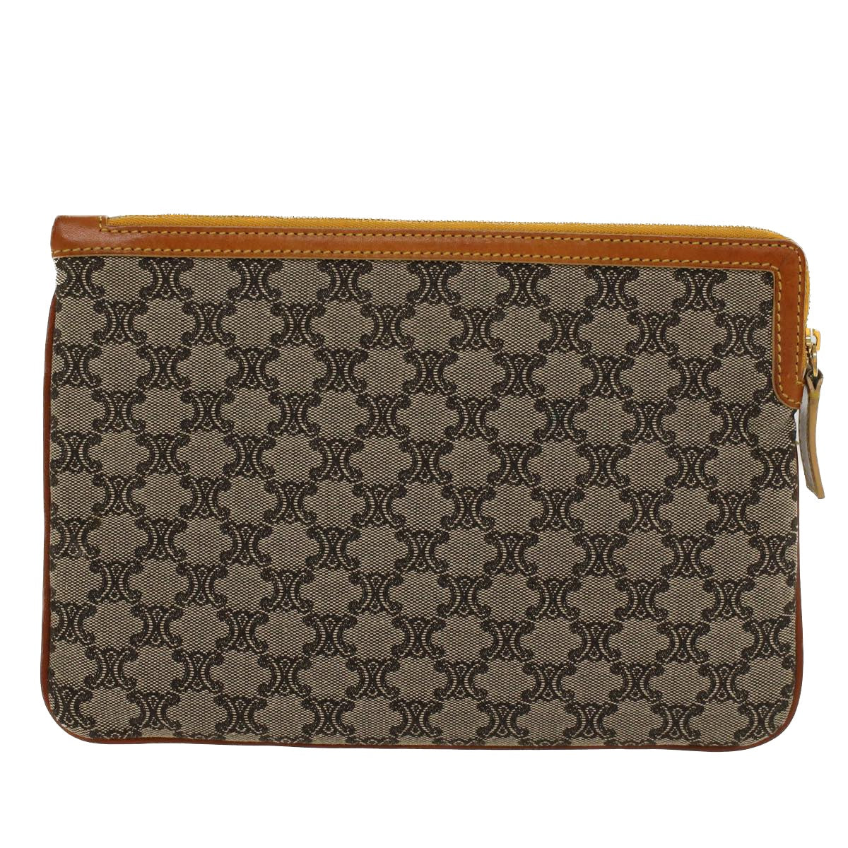 Celine Paris Macadam Clutch Bag Canvas Leather Beige Brown  45981