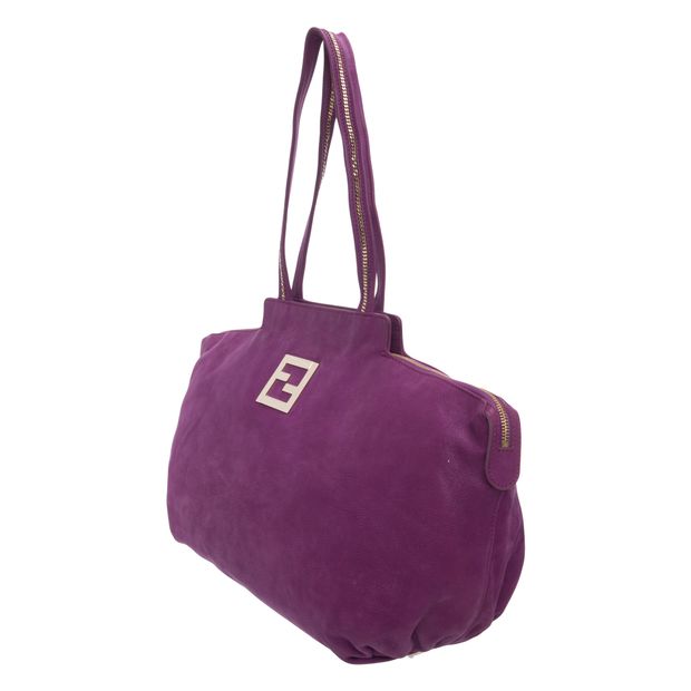 FENDI Suede Gold Zip Detail Shopper