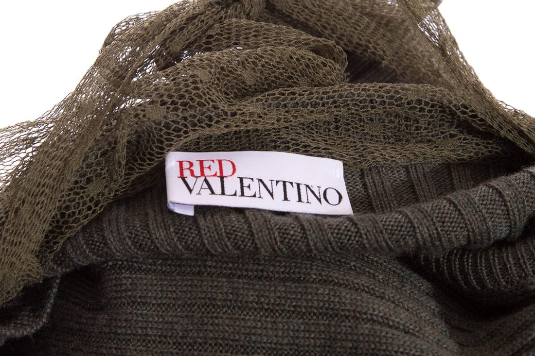 Red Valentino Olive Lace Detail Knit Dress SZ M
