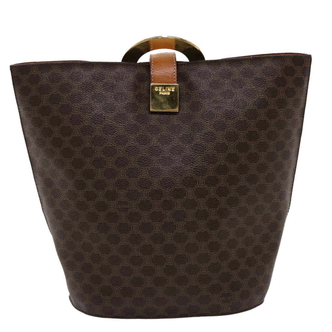 Celine Macadam Canvas Hand Bag PVC Leather Brown  46307