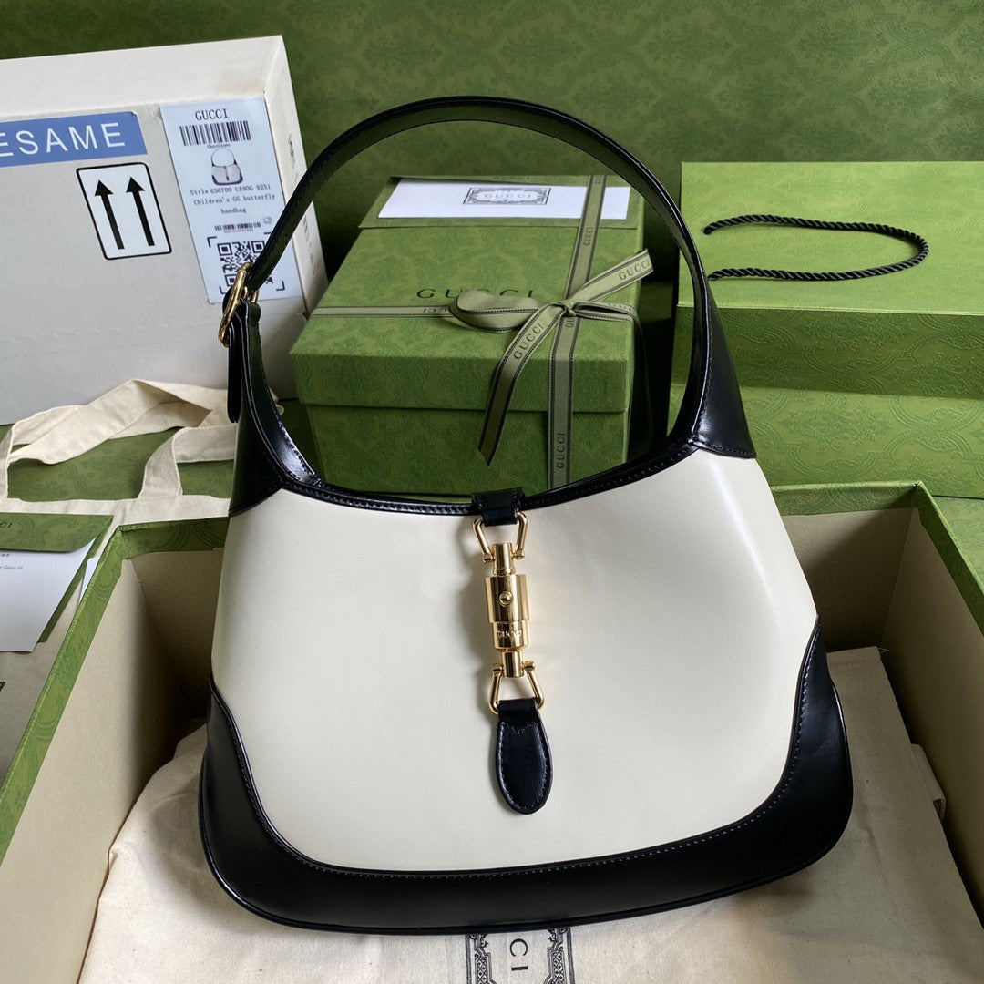 gg Jackie 1961 Small Shoulder Bag White With Black 11in/28cm 636706 10OBG 9099