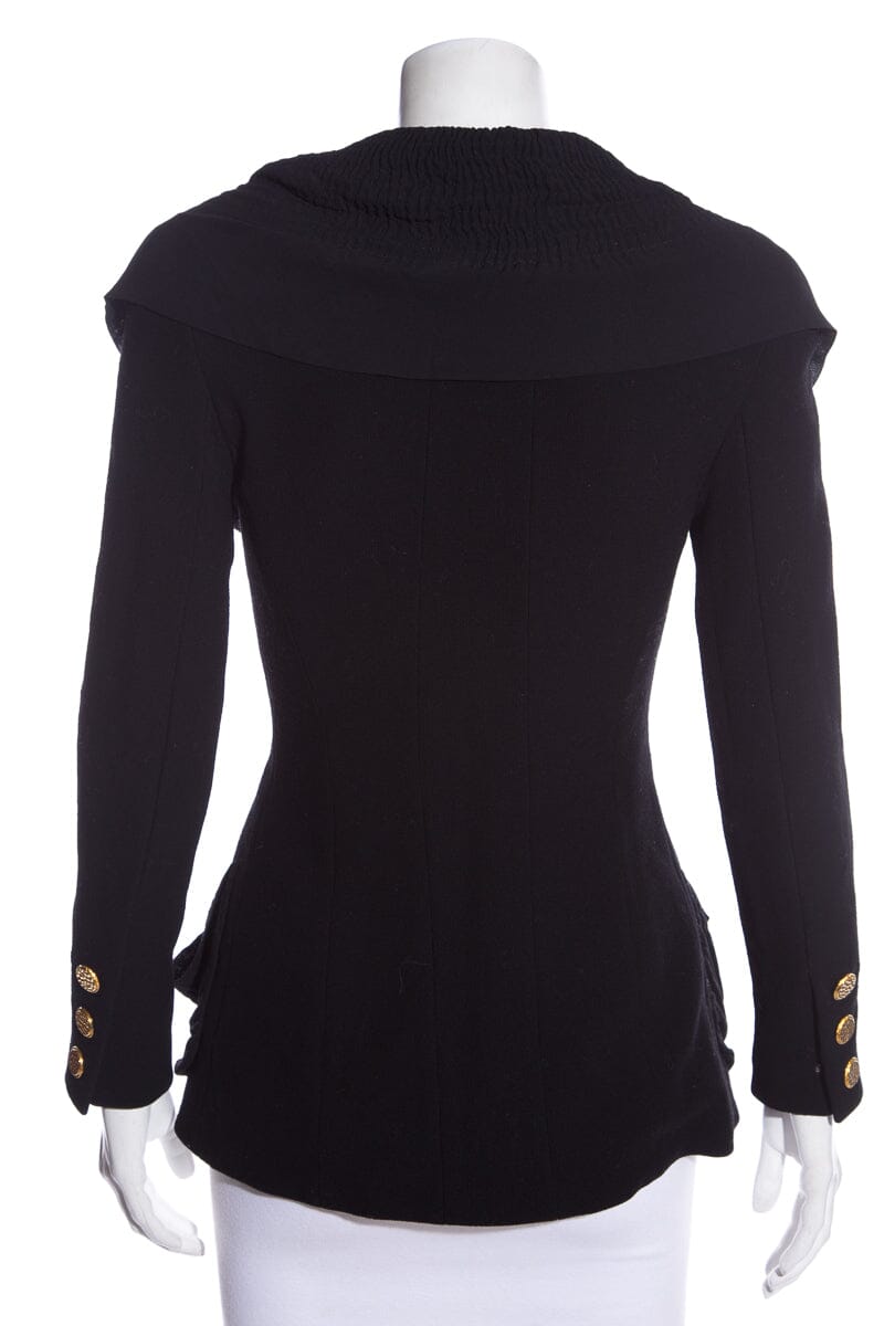 Chanel Vintage Black Ruffled Blazer SZ 34
