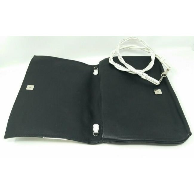 Fendi Clutch W Two Way Envelope Bagclutch Logo Black Leatherwhite Patent Shoulder Bag