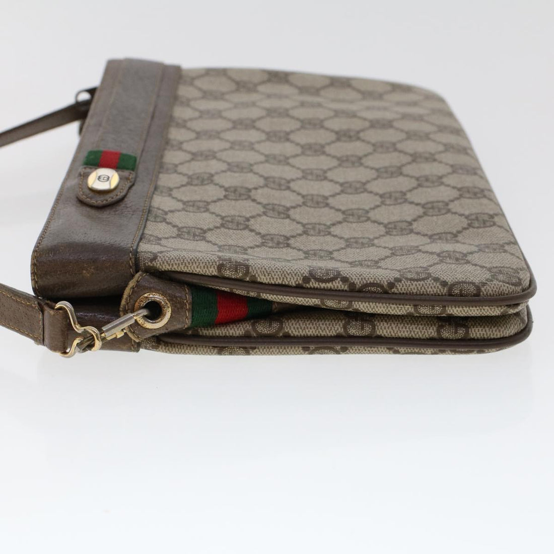 GUCCI GG Canvas Web Sherry Line Shoulder Bag Beige Red 904.02.035..  48148