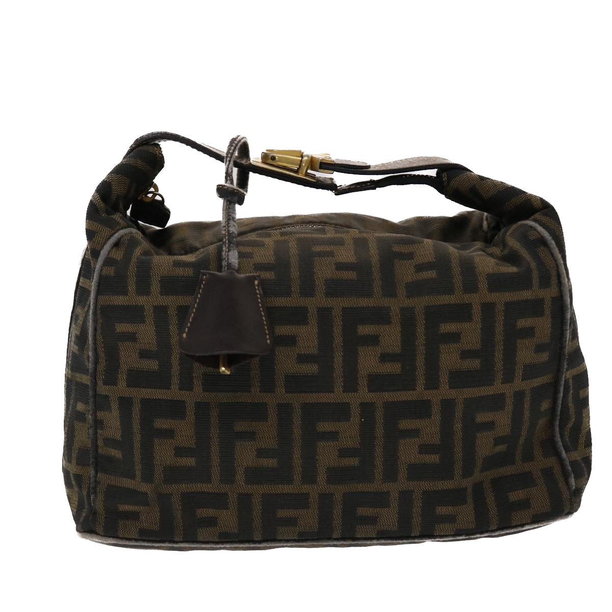 FENDI Zucca Canvas Hand Bag Nylon Brown Black  48233